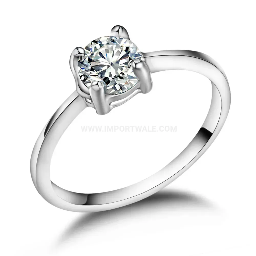 Designer Minimalist Zircon Accented Stainless Steel Band Ring