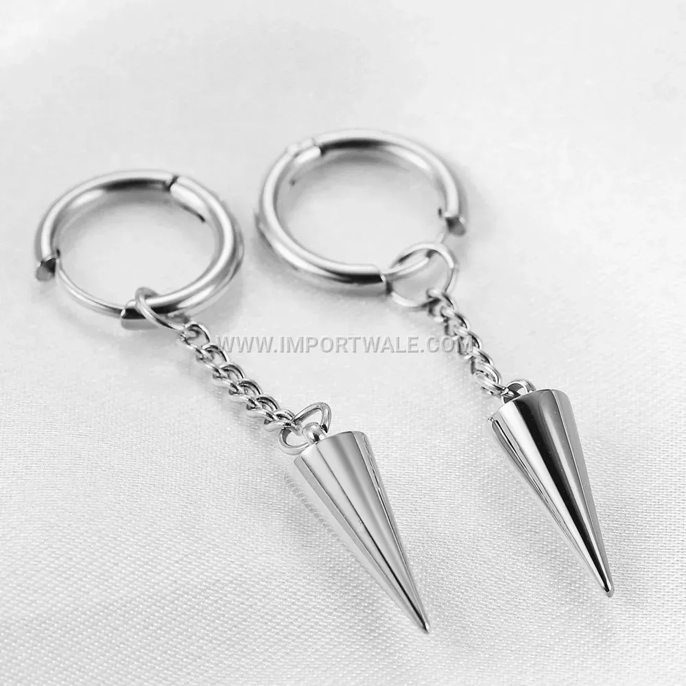 Modern Geometric Stainless Steel Cone Pendant Earrings