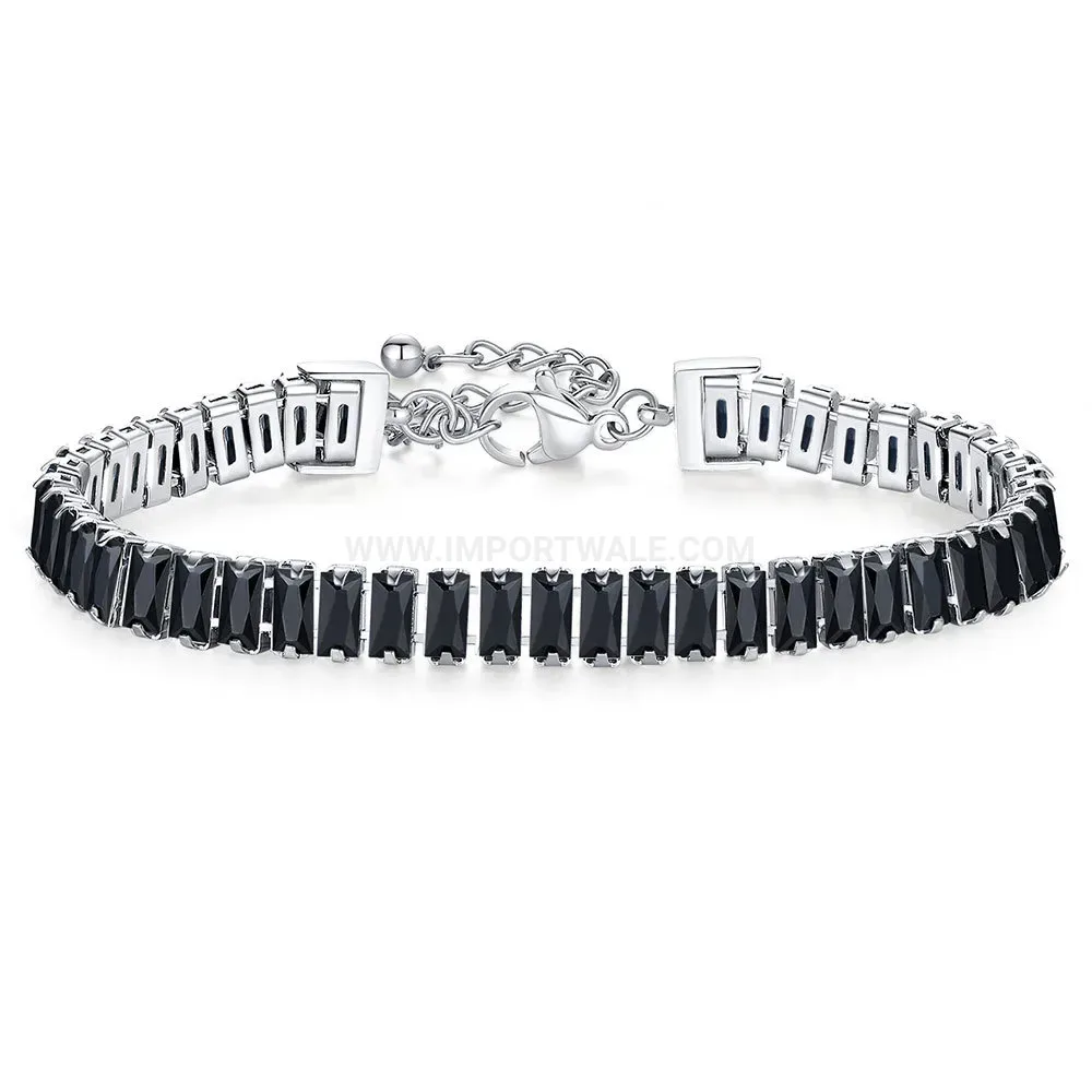 Minimalist Single Row Cubic Zirconia Stainless Steel Tennis Bracelet