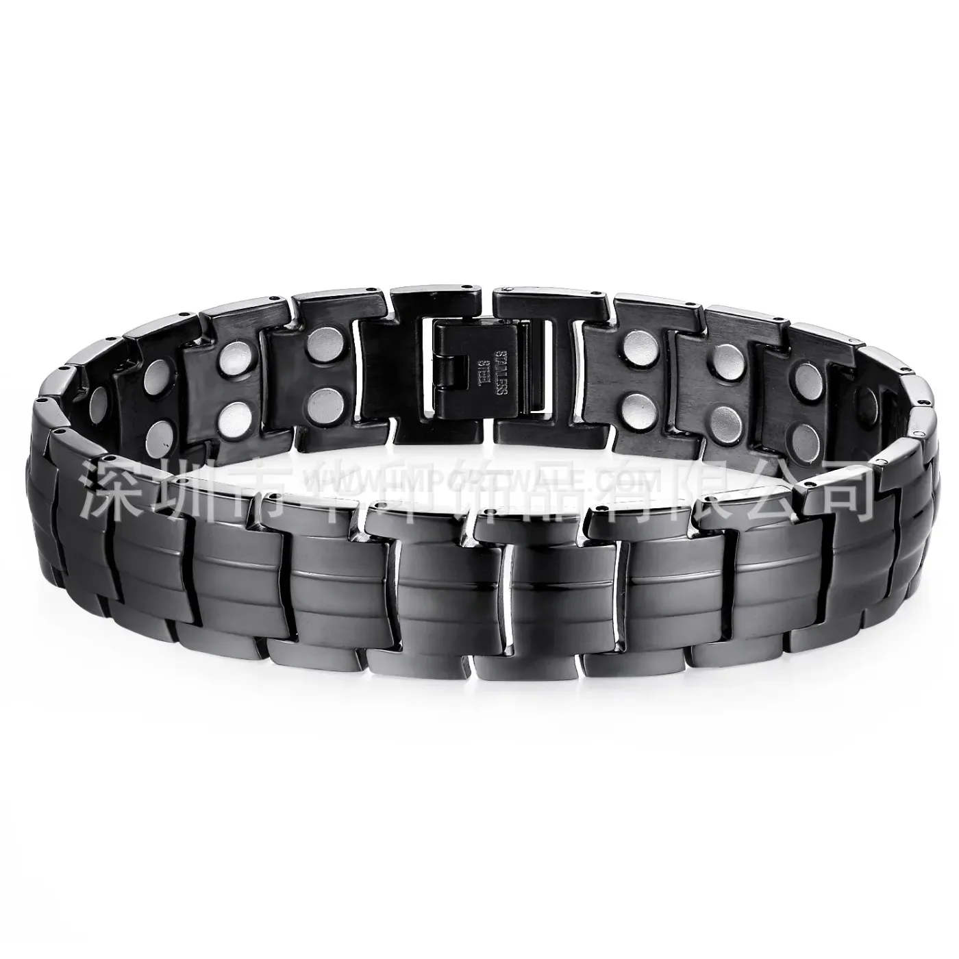 Classic Sleek Geometric Titanium Steel Bio Magnetic Link Bracelet