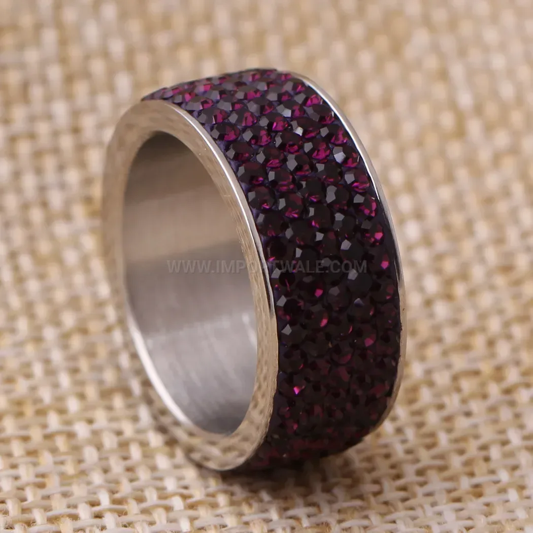 Multicolor Five Row Crystal Inlaid Stainless Steel Band
