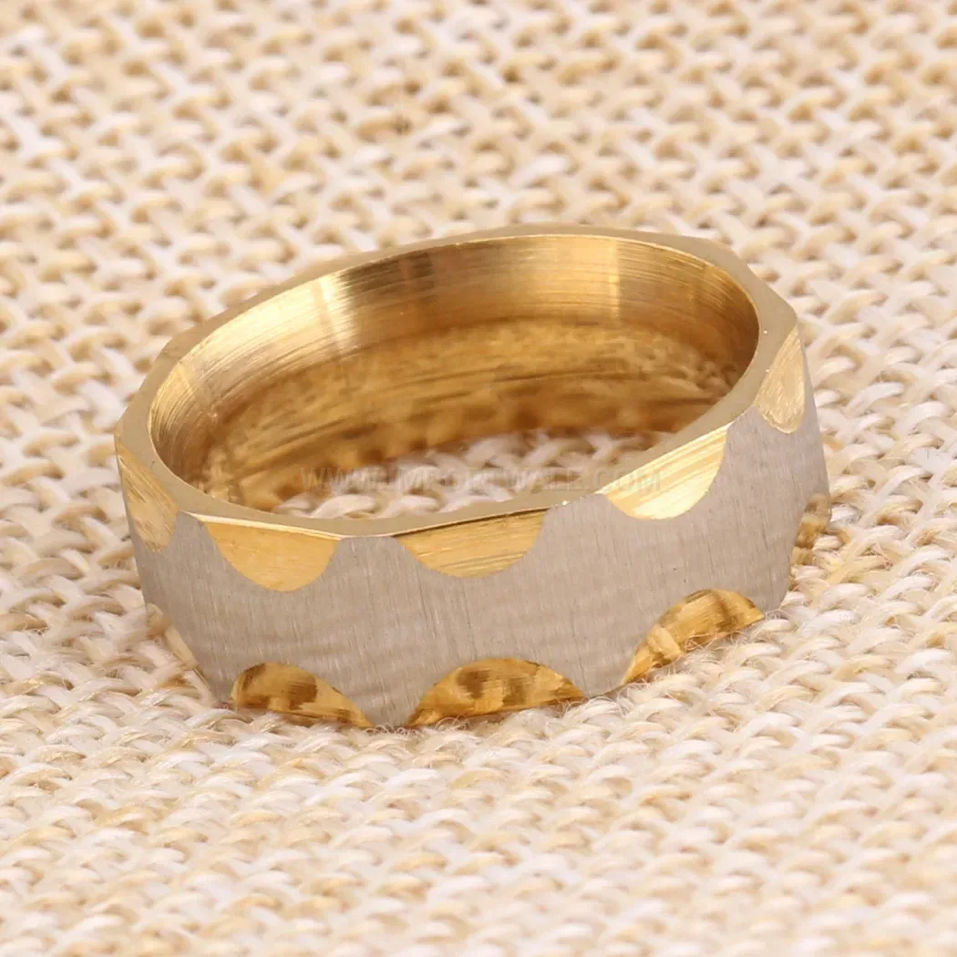 Modern Two-Tone Ripple Textured 8MM Stainless Steel Band