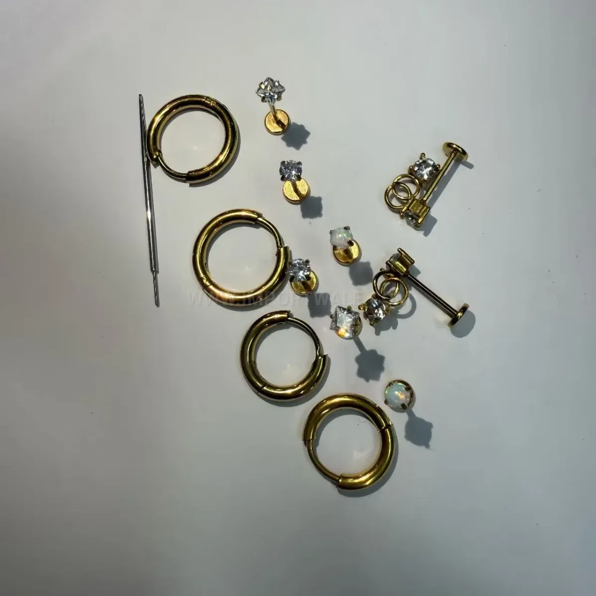 Classic Stainless Steel Zircon Body Piercing Stud Set