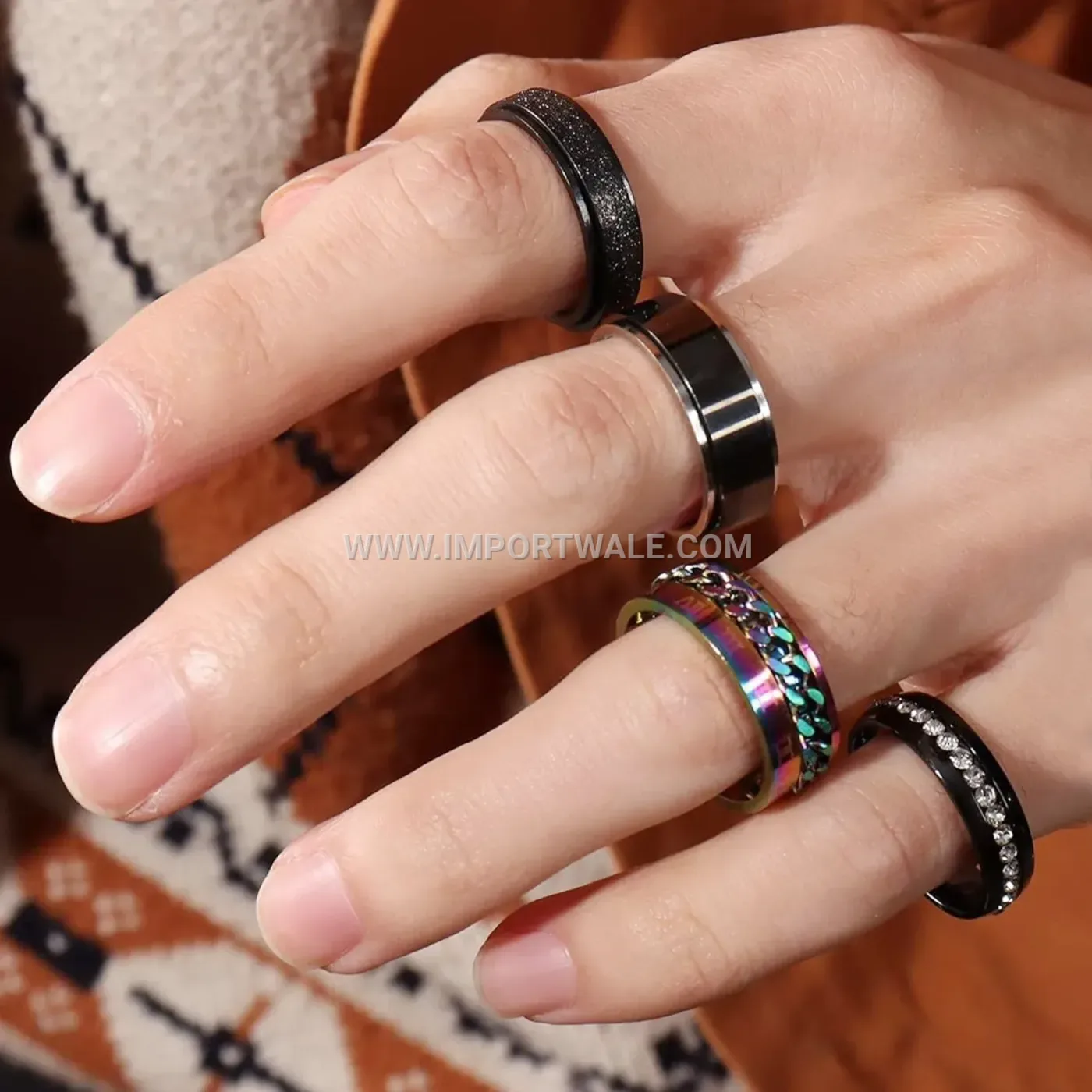 Rotatable Spinner Stainless Steel Band Ring