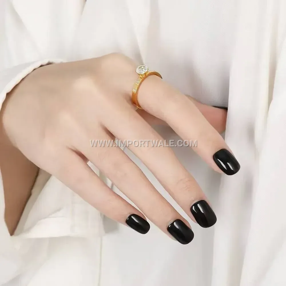 Geometric Zircon Inlaid Stainless Steel Minimalist Ring