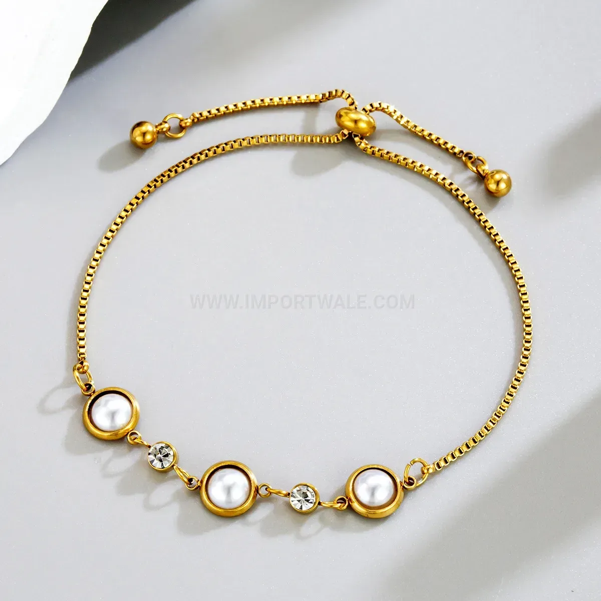 Mother of Pearl Adjustable Titanium Steel Charm Bracelet