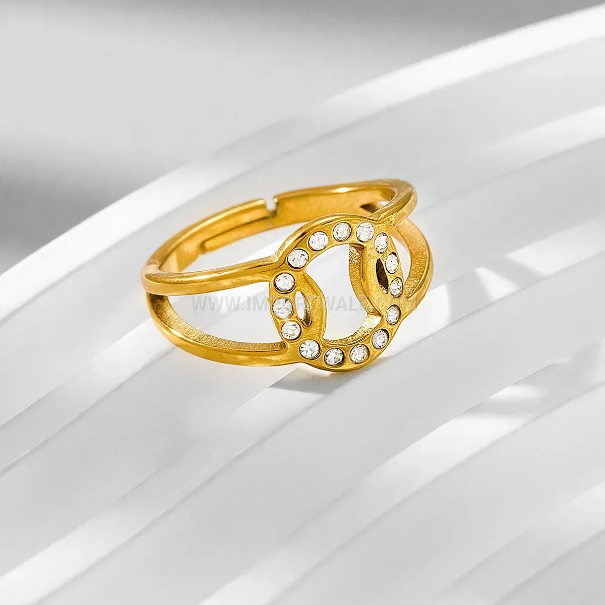 Intertwined Cubic Zirconia Heart Stainless Steel Ring
