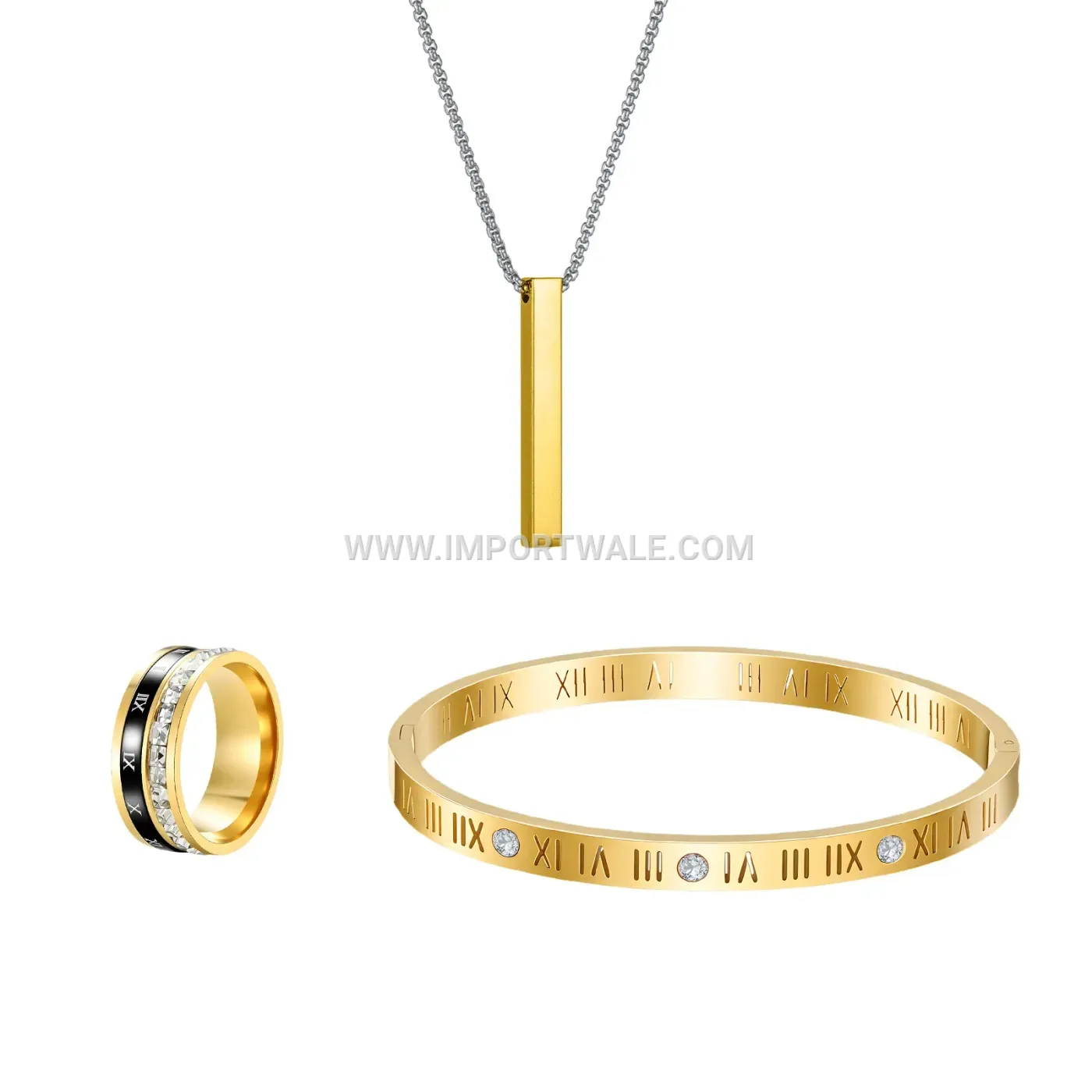 Roman Numeral Gold Plated Stainless Steel Set