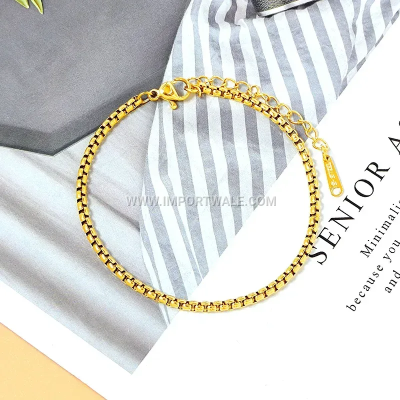 Minimalist 18k Gold Plated Stainless Steel Snake Chain Bracelet