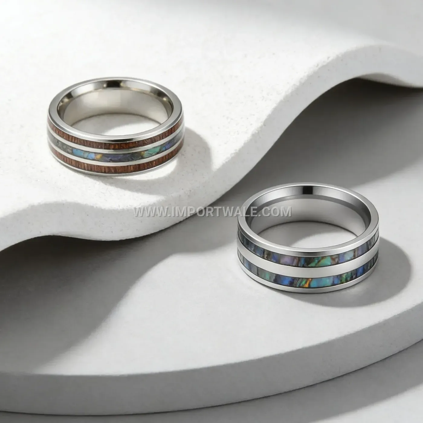 Rotatable Mosaic Stainless Steel Spinner Ring