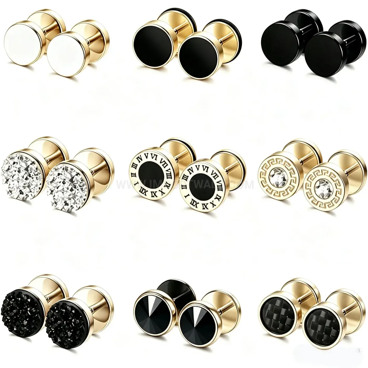 Fashion Stainless Steel Modern Geometric Piercing Ear Cartilage Stud Set