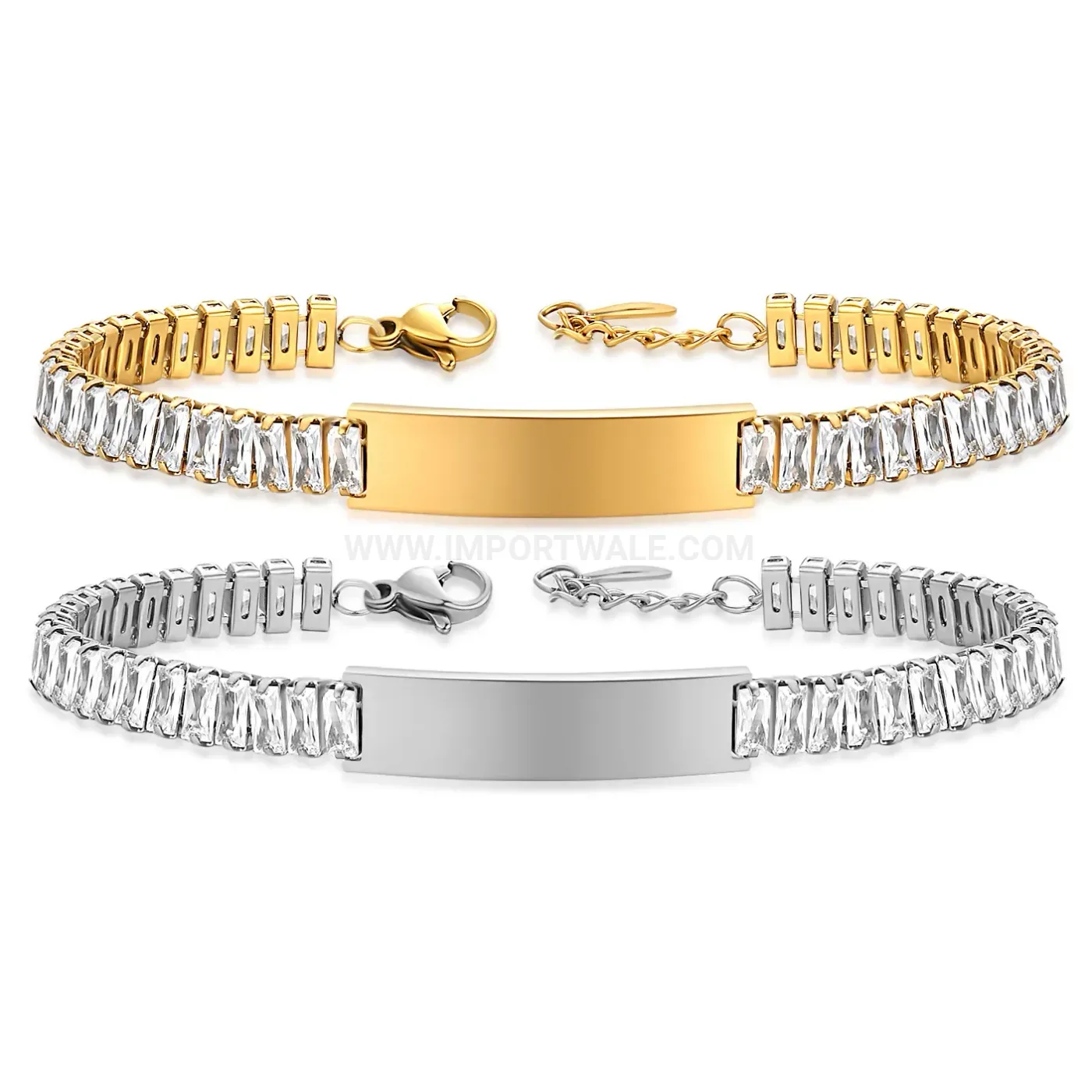 Sleek Stainless Steel Zirconia Accent Geometric Bangle Bracelet