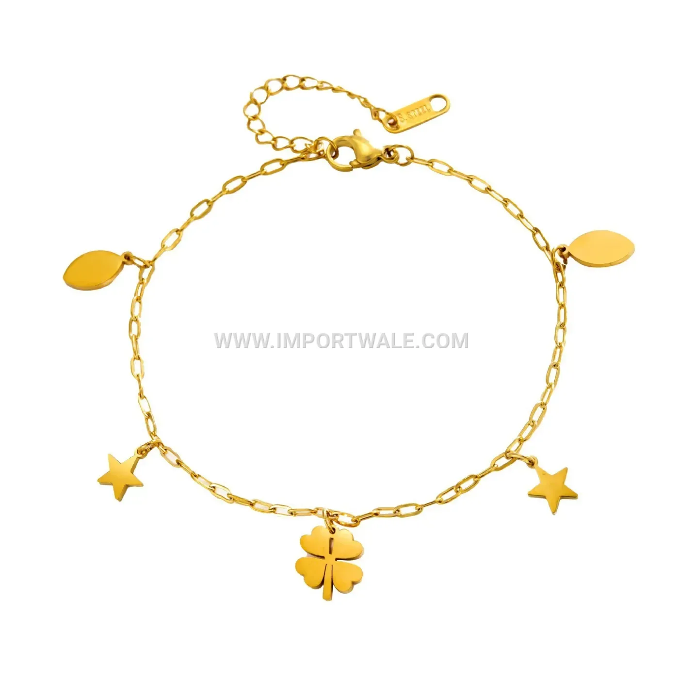 Minimalist Gold Plated Stainless Steel Clover Charm Anklet