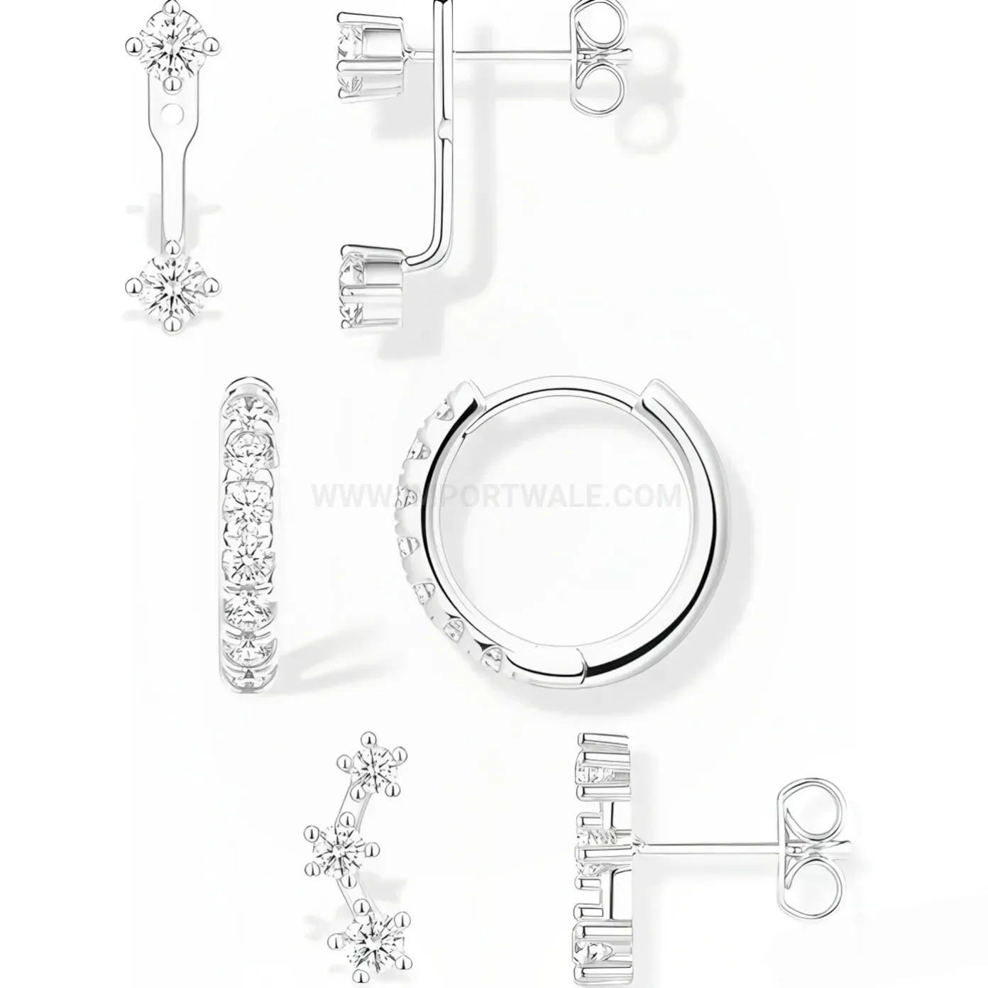 Premium Sparkling Cubic Zirconia Stainless Steel Ear Cartridge Piercing Stud Set