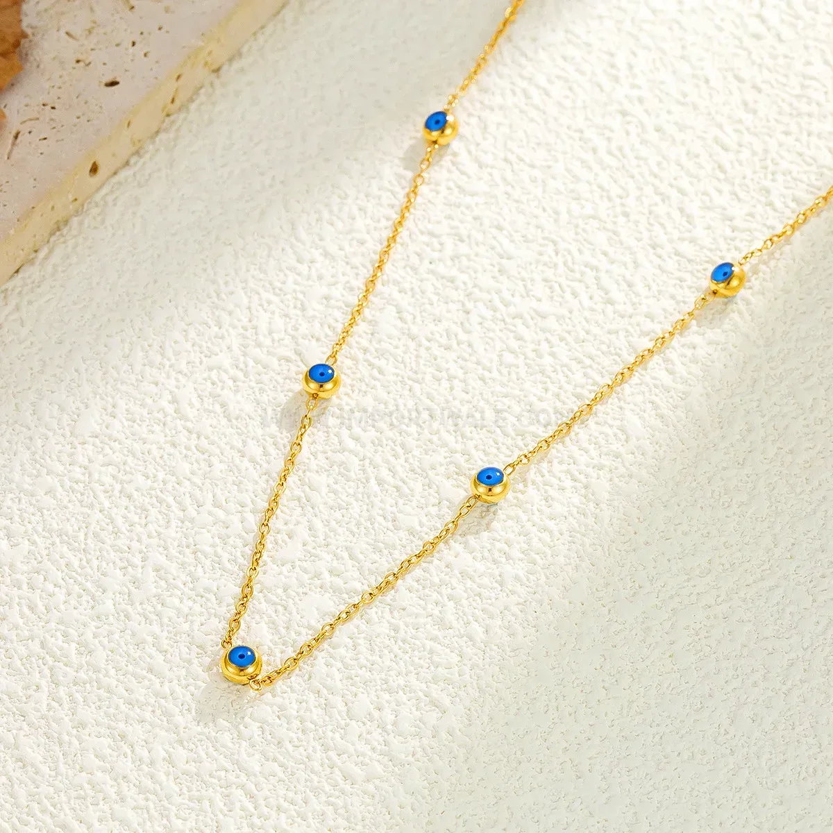 Designer Enamel Evil Eye Charm Stainless Steel Choker Necklace