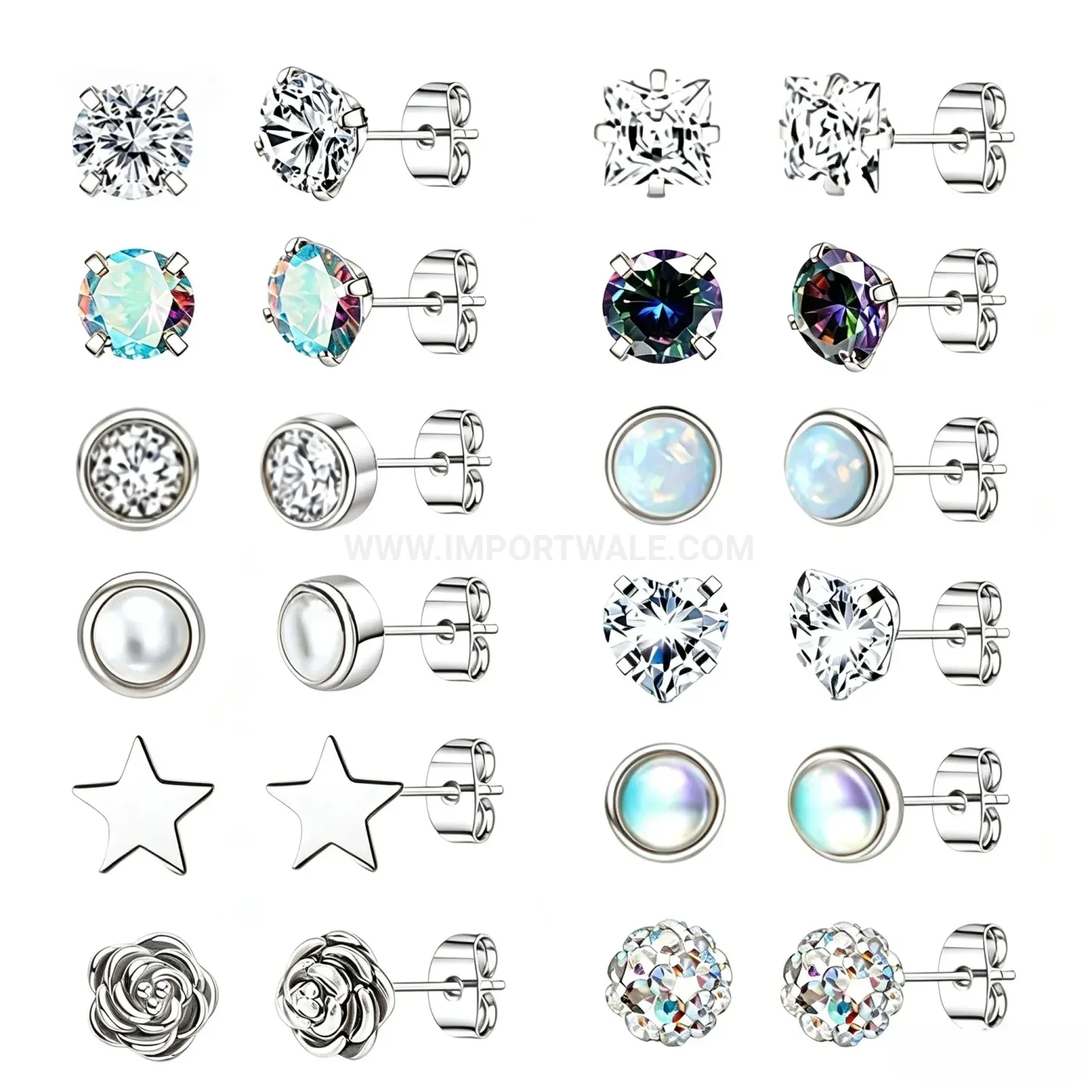 Trendy Flat-Back Stainless Steel Geometric Piercing Earrings