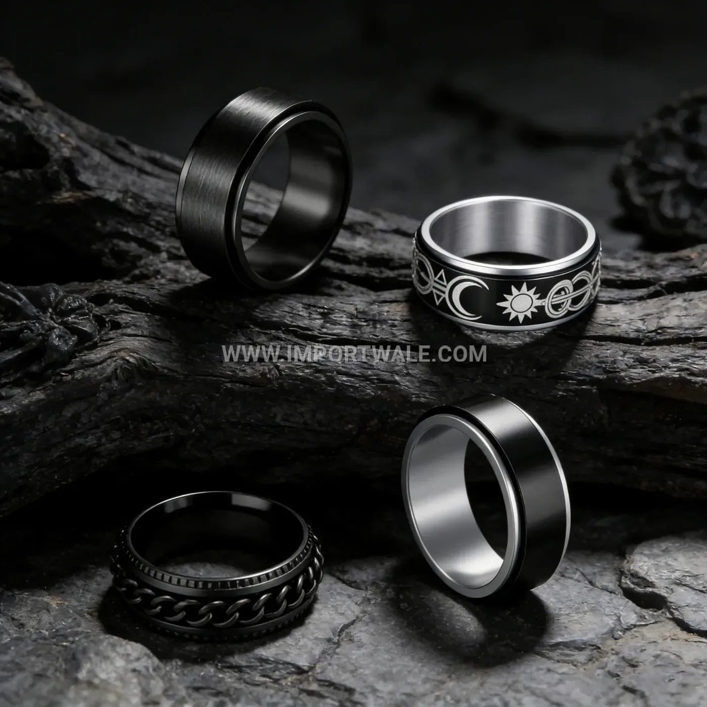 Spinner Stainless Steel Celestial Chain Fidget Ring