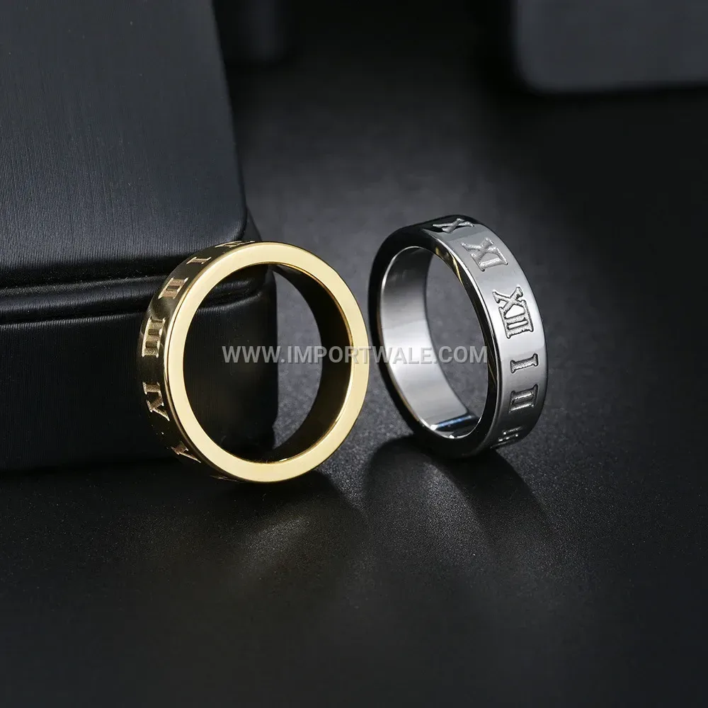 Spinning Stainless Steel Geometric Motif Spinner Band Ring