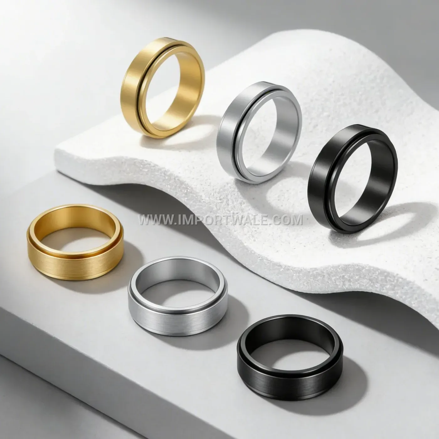 Stainless Steel Reversible Playing Card Fidget Ring