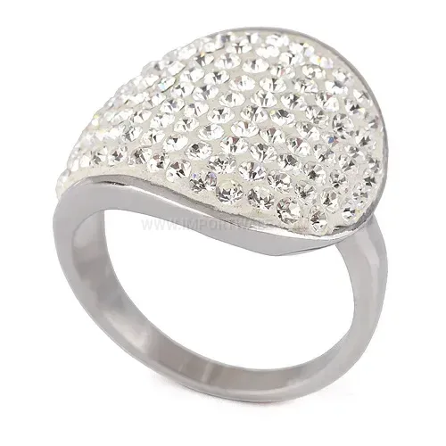 U Shape Plated Rhinestone Stainless Steel Band Ring