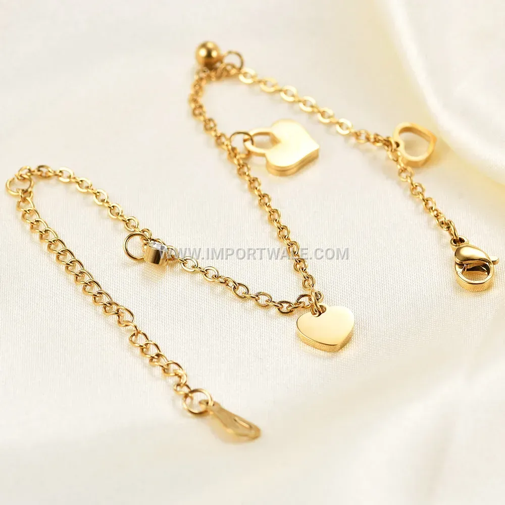 Hollow Shell Heart Pendant Stainless Steel Bracelet