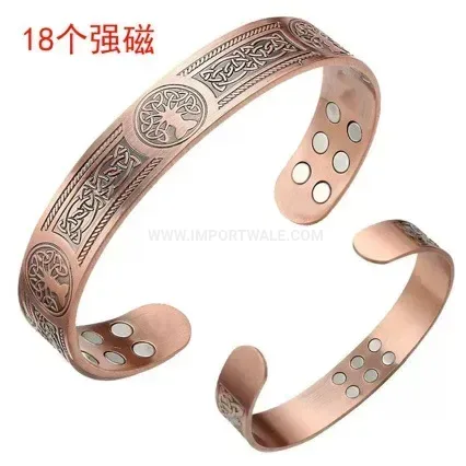 Tree of Life Magnetic Pure Red Copper Bangle