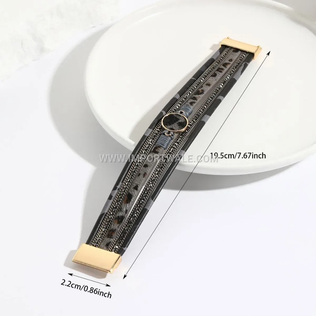 Bohemian Multi-Layer Faux Leather Leopard Pattern Bracelet