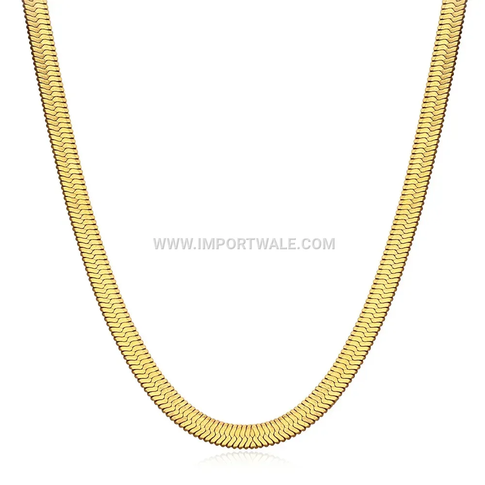 Minimalist Flat Snake Chain Stainless Steel Choker Necklace