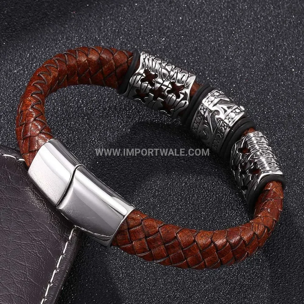 Wavy Patterned Titanium Steel Magnetic Bracelet for Men