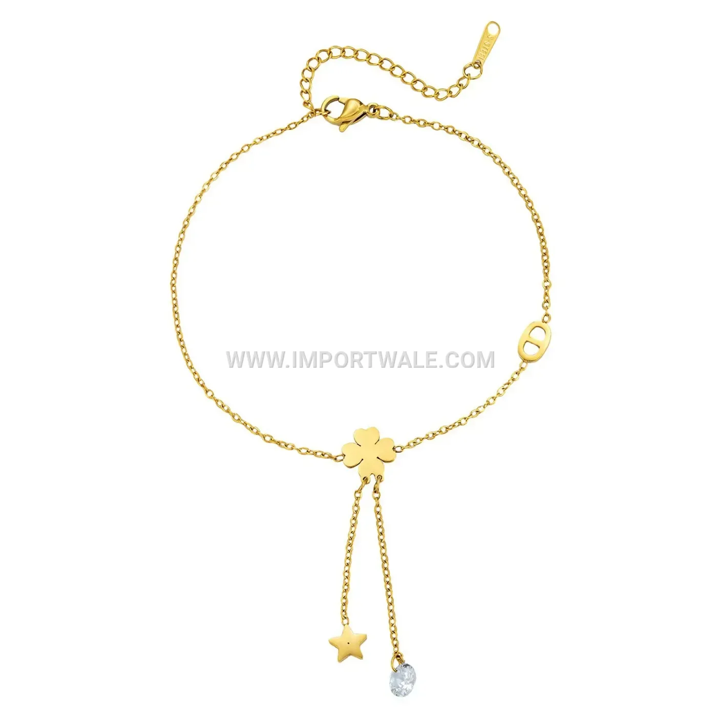 Four Leaf Clover Pendant Versatile Fine Anklet