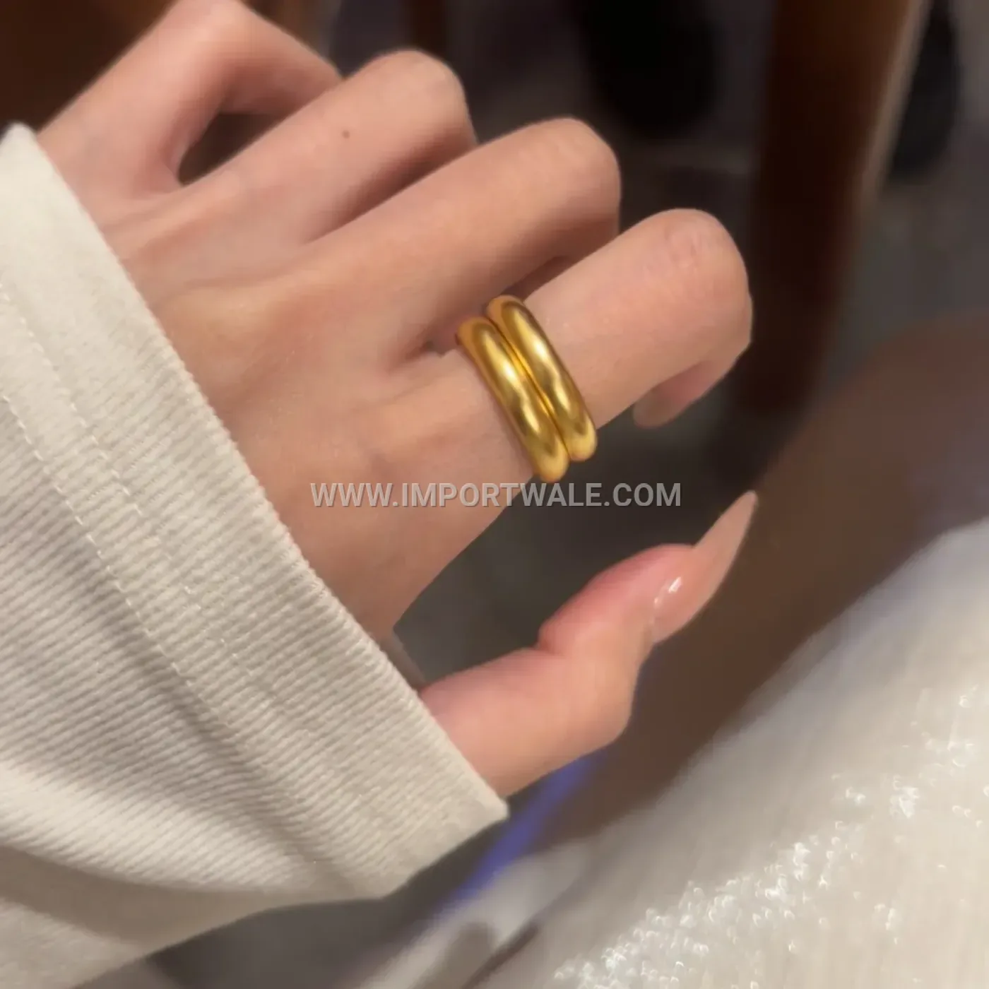 Matte Gold Stainless Steel Domed Band Ring
