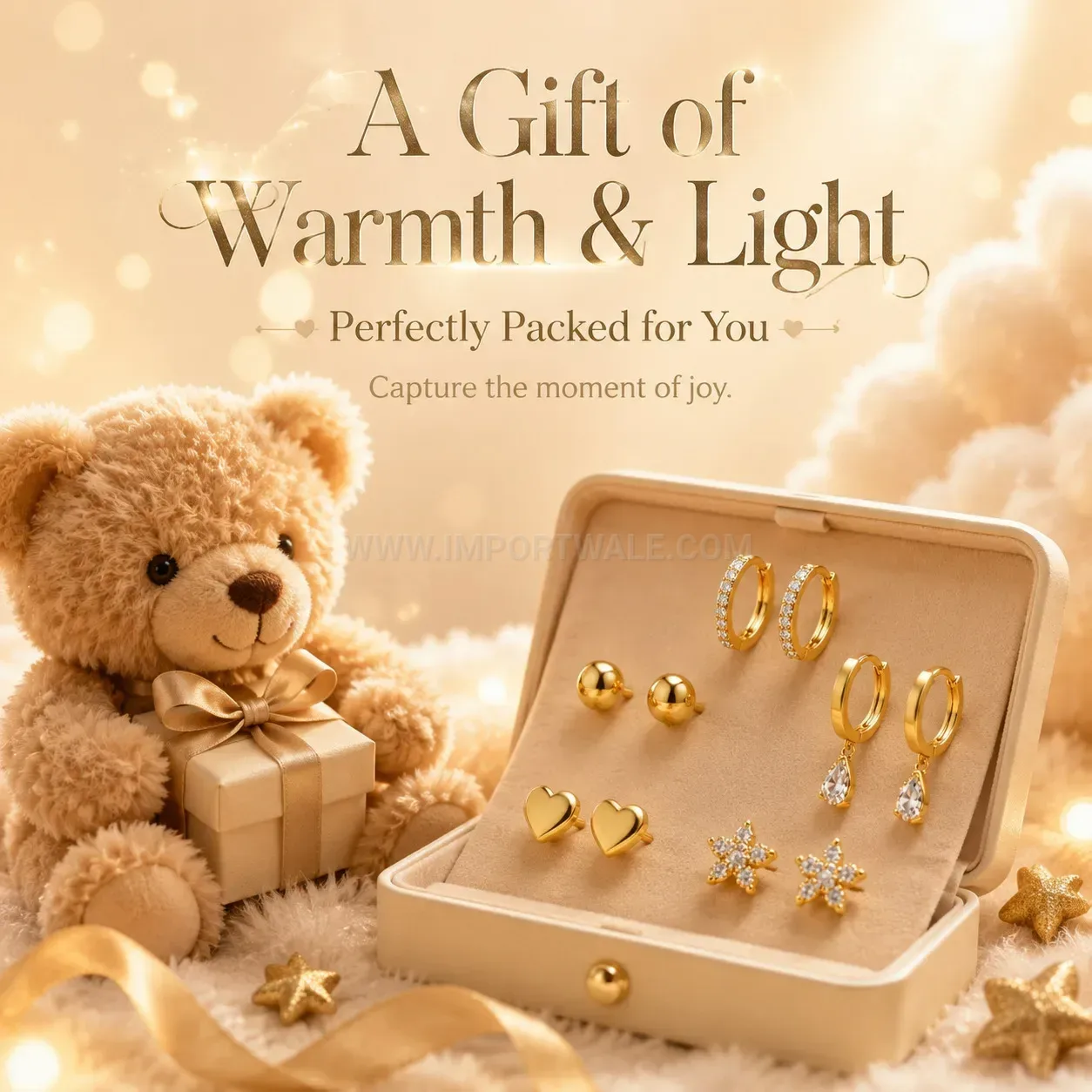 Premium Stainless Steel Zircon Floral Heart Ear Stud Piercing Set