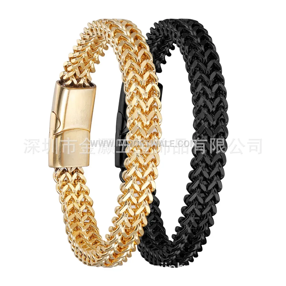Men Geometric Titanium Steel Lattice Link Bracelet
