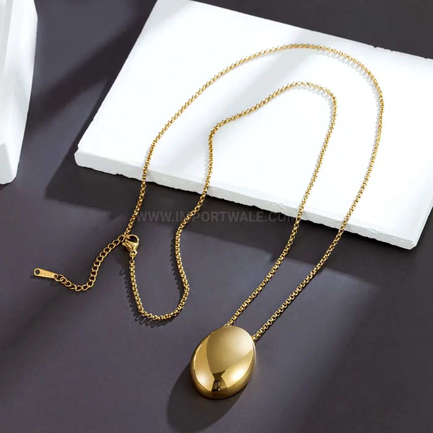 Stylish Minimalist Geometric Teardrop Long Titanium Steel Pendant Necklace
