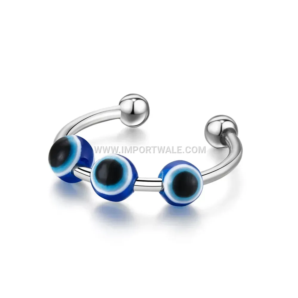 Adjustable Evil Eye Stainless Steel Spinner Ring