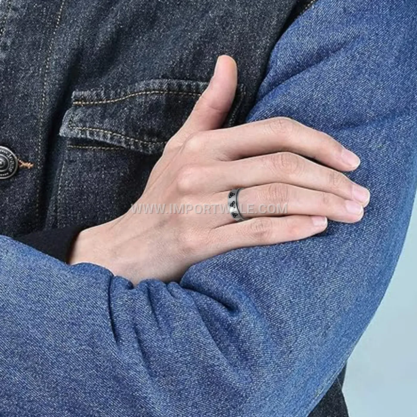 Five-Row Crystal Plated Stainless Steel Statement Ring