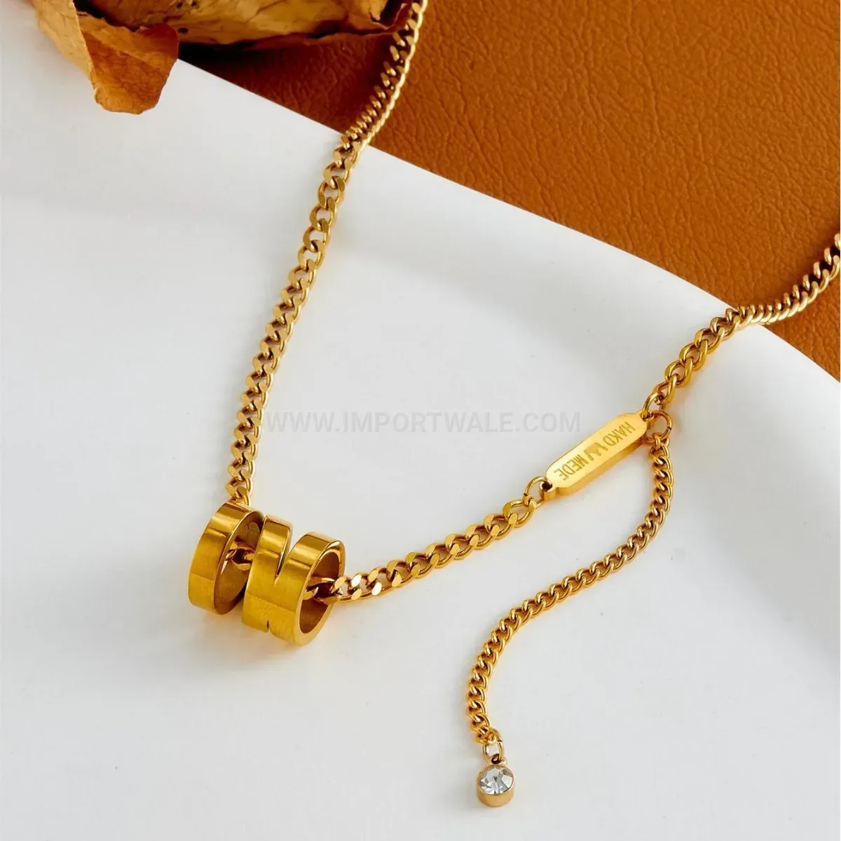 Designer Gold Titanium Steel Cylinder Tassel Charm Clavicle Necklace