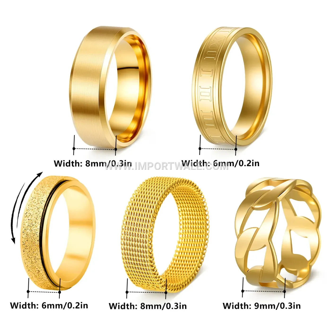 Geometric Plated Stainless Steel Band Ring for Men