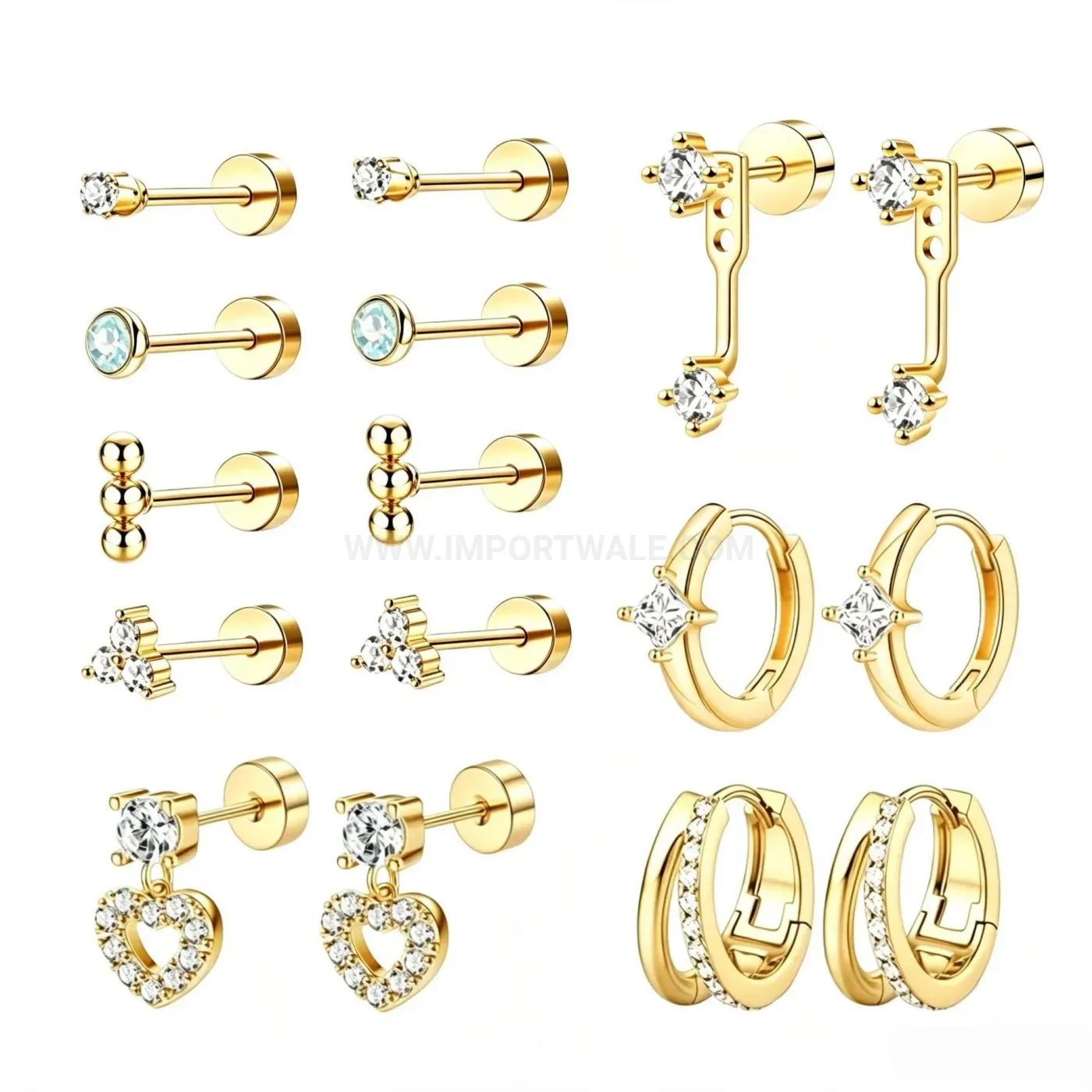 Fashion Stainless Steel Multi-Ear Piercing Stud Set
