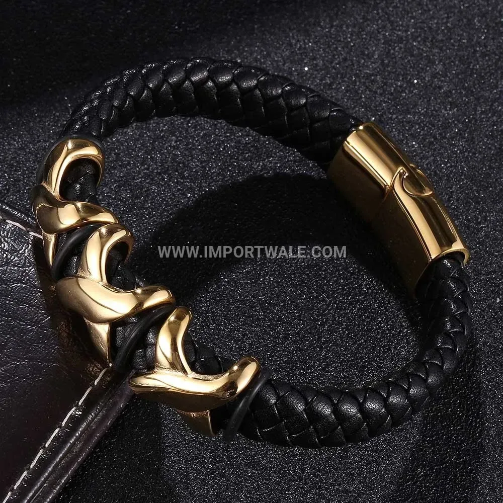 Gold Plated Stainless Steel Cross Link Adjustable Bracelet