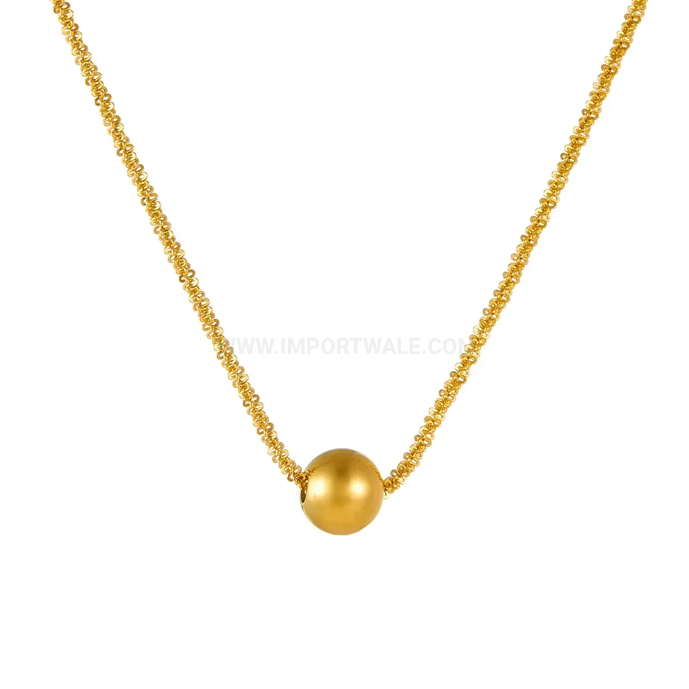 Bold Chic 18K Gold Plated Ball Pendant Stainless Steel Necklace