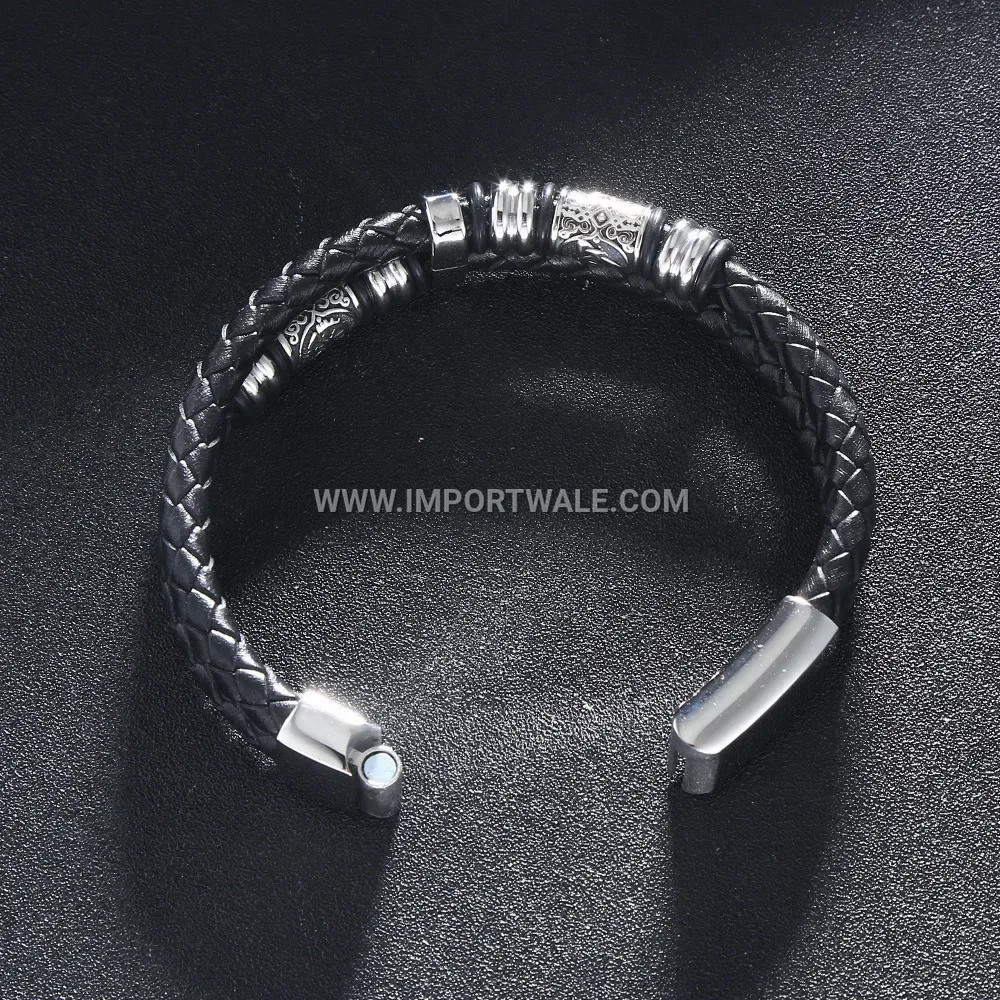 Vintage Double-Layer Stainless Steel Leather Band