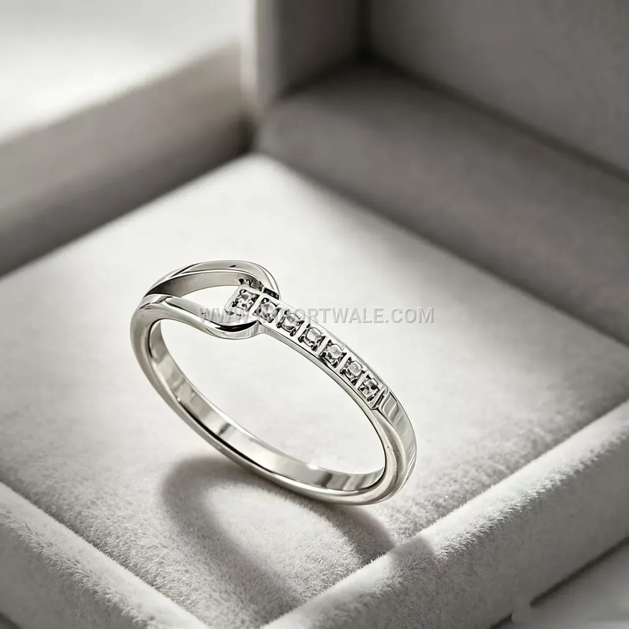 Geometric Cutout Stainless Steel Rhinestone Band Ring