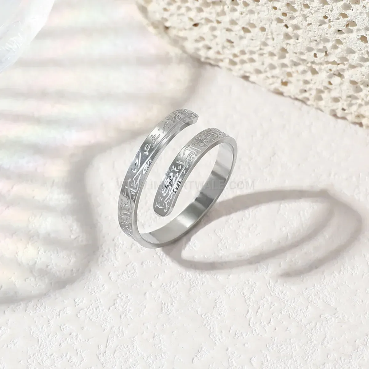 Adjustable Gold Plated Stainless Steel Open Script Ring