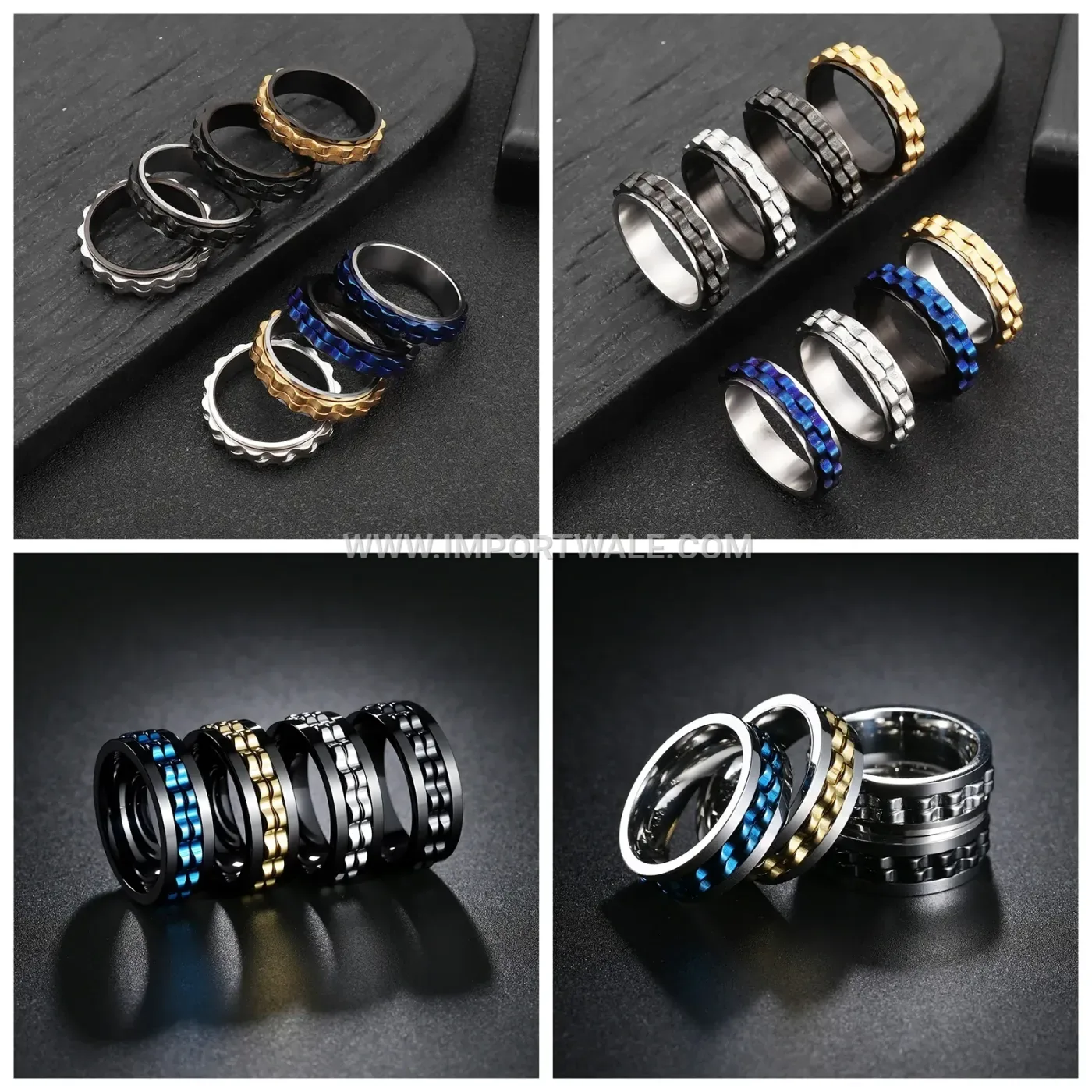 Punk Style Gear Spinner Stainless Steel Ring