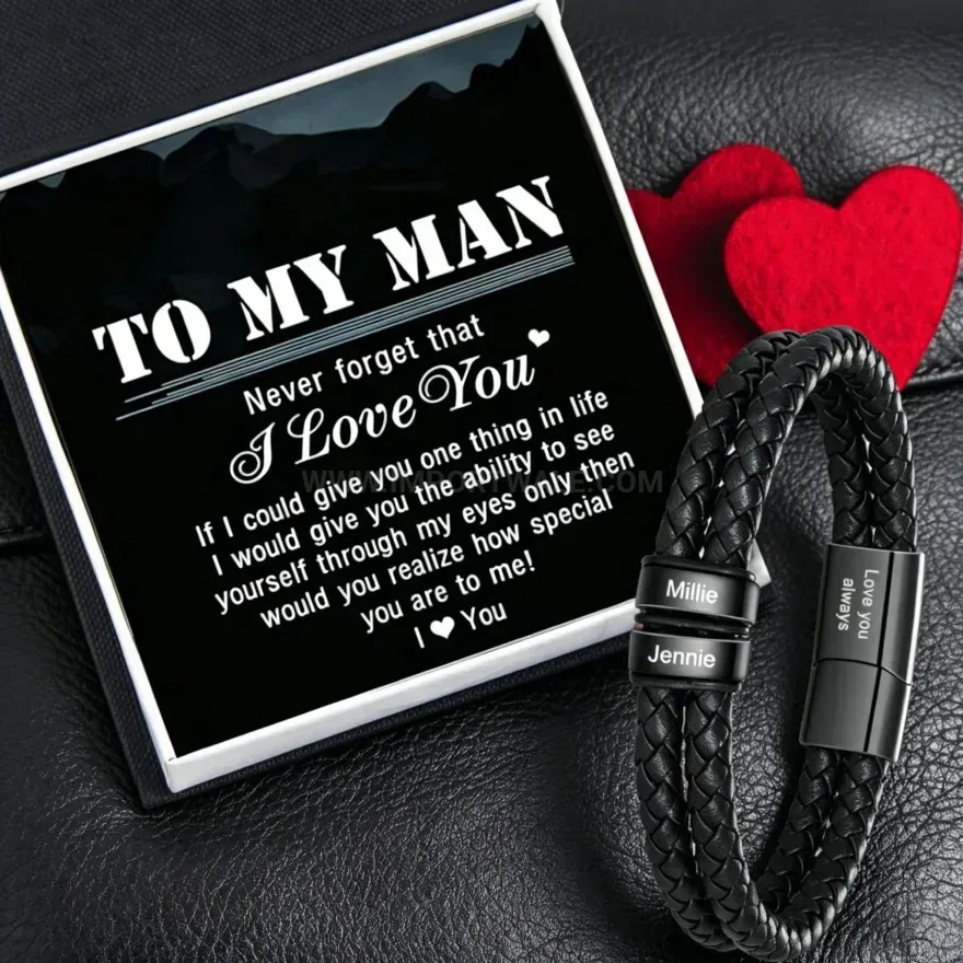 Elegant Double Layer Woven Leather Magnetic Clasp Men Bracelet