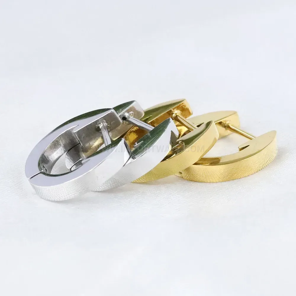 Fashion Minimalist 3mm U-Shaped Stainless Steel Geometric Huggie Earrings