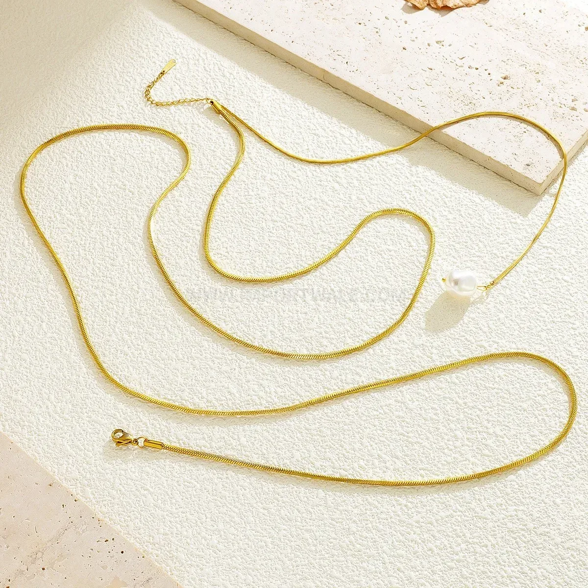 Designer Double Layer Freshwater Pearl Stainless Steel Pendant Necklace