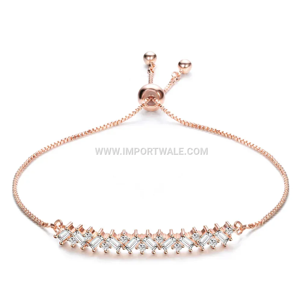 Dazzling Crystal Zircon Chain Bracelet in Gold Tone