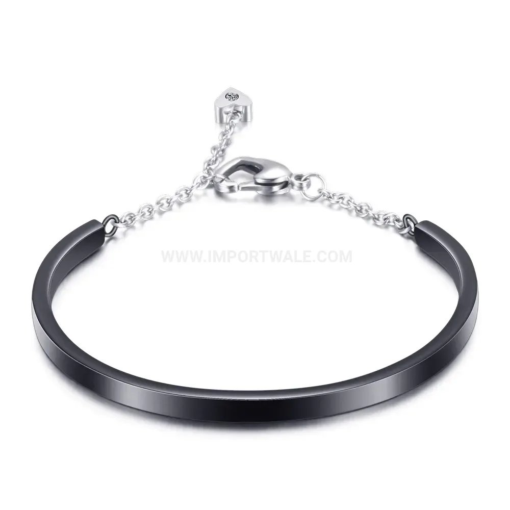 Elegant Polished U-Shape Stainless Steel Cuff Bracelet with Heart Clasp